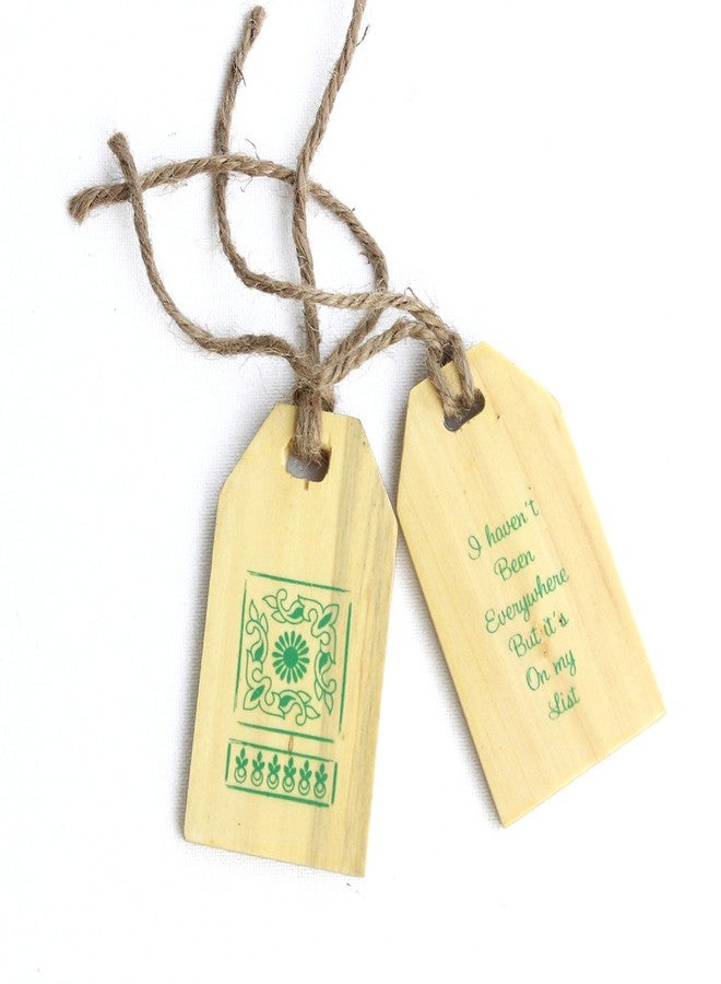 IVEI Wooden Travelling Luggage Tags - Bag Security Tag - Engraved Luggage Tags - Bag Tags with Quote - Suitcase Tags - Printed Tags - Sturdy and Light Weight - Gift for Travellers (Set of 2) - Green - Image 1